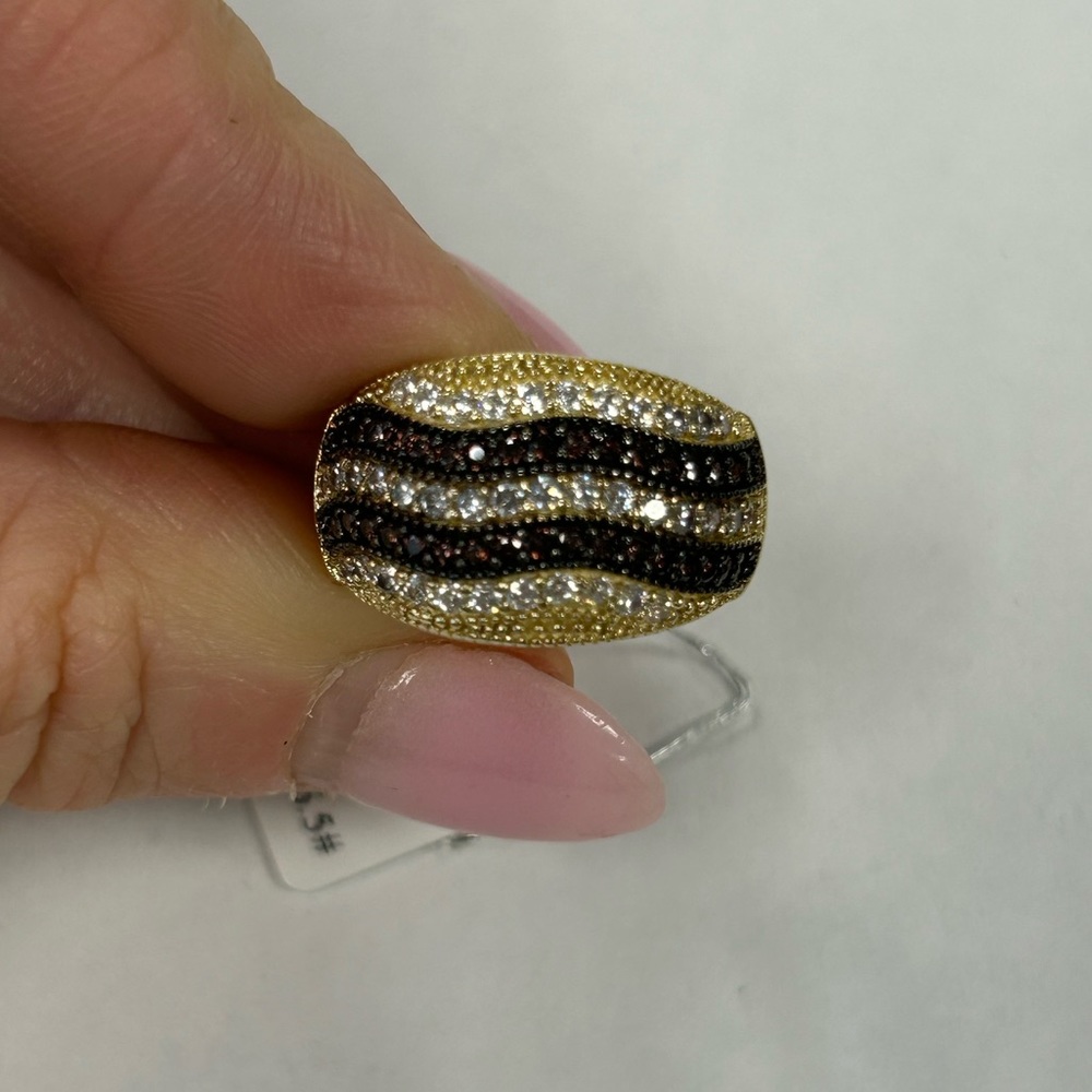 Suzy Levian Yellow Sterling Silver Brown & White CZ Half Band NWT